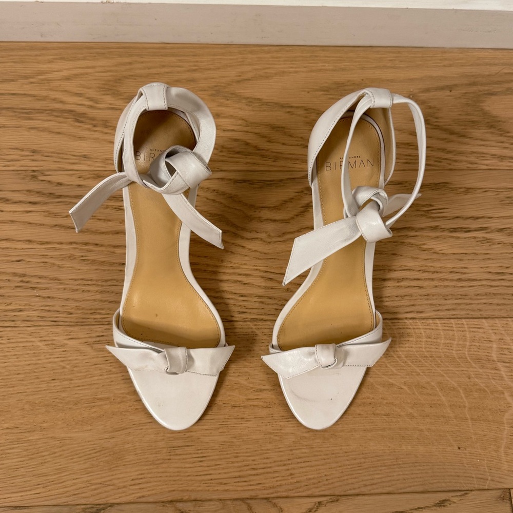 Alexandre Birman Clarita Leather Bow Sandals Heels Size 7 37 - Picture 3 of 8